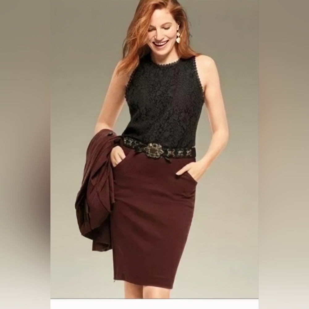 CAbi Black Lace Detail Top